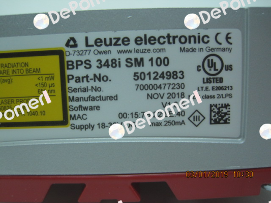 p/n: 50124983, Type: BPS 348i SM 100 Leuze