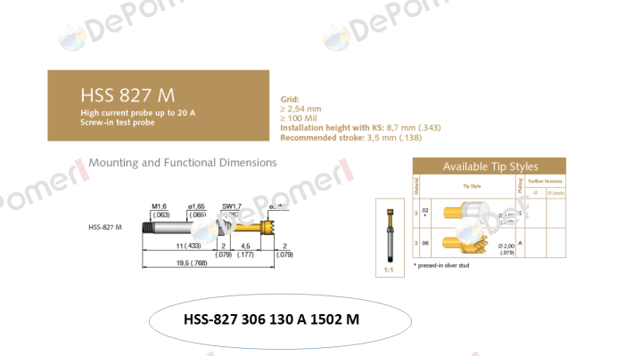 HSS-827 306 130 A 1502 M  Ingun