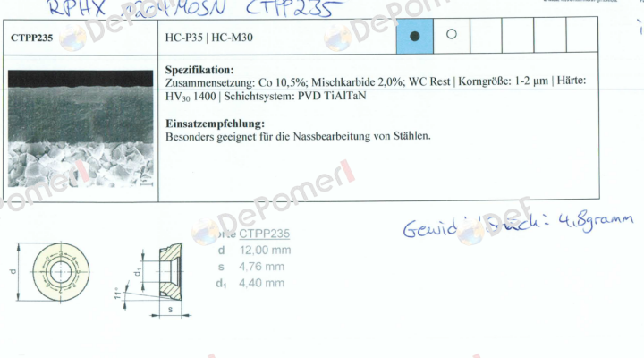 RPHX 1204MOSN CTPP235  Ceratizit