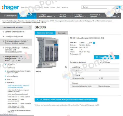 NHS-Lasttrenner SILAS DIN-00 160  Hager