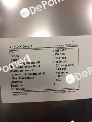 P/N: 1005-9730-00, Type:  GE DN 0500 mm Brilex