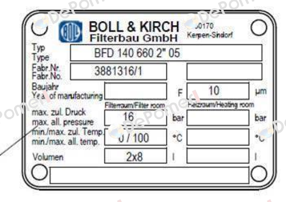 Type: BFD 140 660 2*05 Boll Kirch