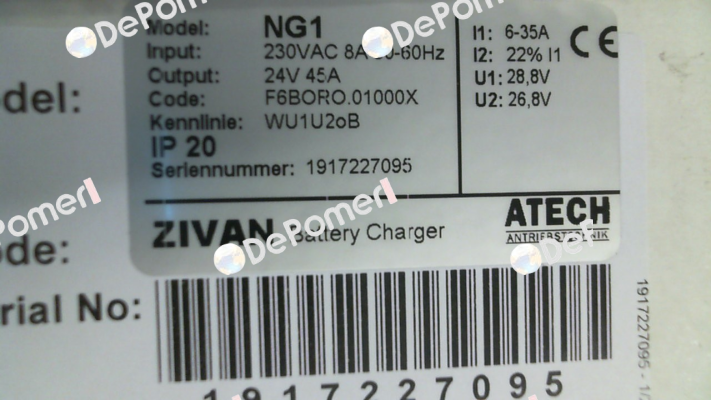 F6BORO.01000X , type  NG1 230/24V 35 A ZIVAN