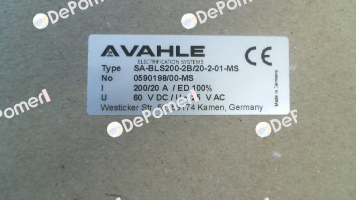 SA-BLS200-2B/20-2-01-MS (p/n 0590198/00-MS) Vahle